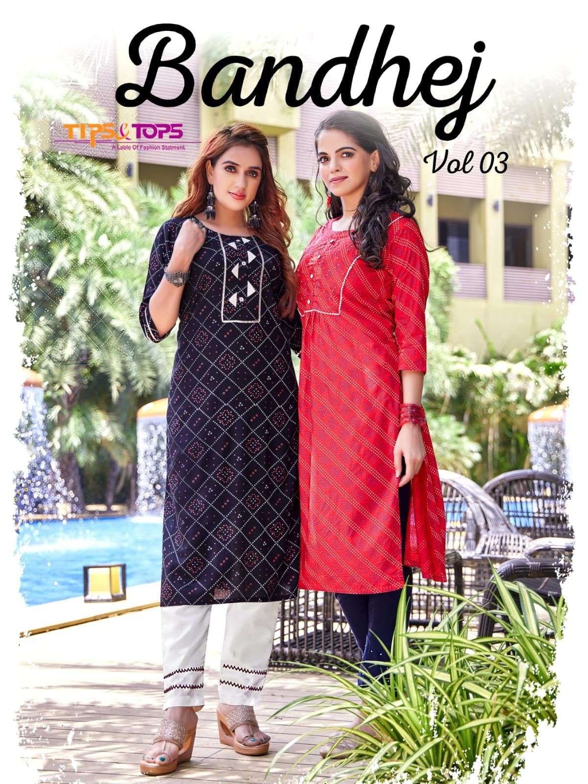 TIPS & TOPS PRESENT BANDHEJ VOL 3 READY TO DAILY WEAR RAYON WITH BANDHANI PRINTED KURTI PANT IN WHOLESALE PRICE IN SURAT - SAI DRESSES