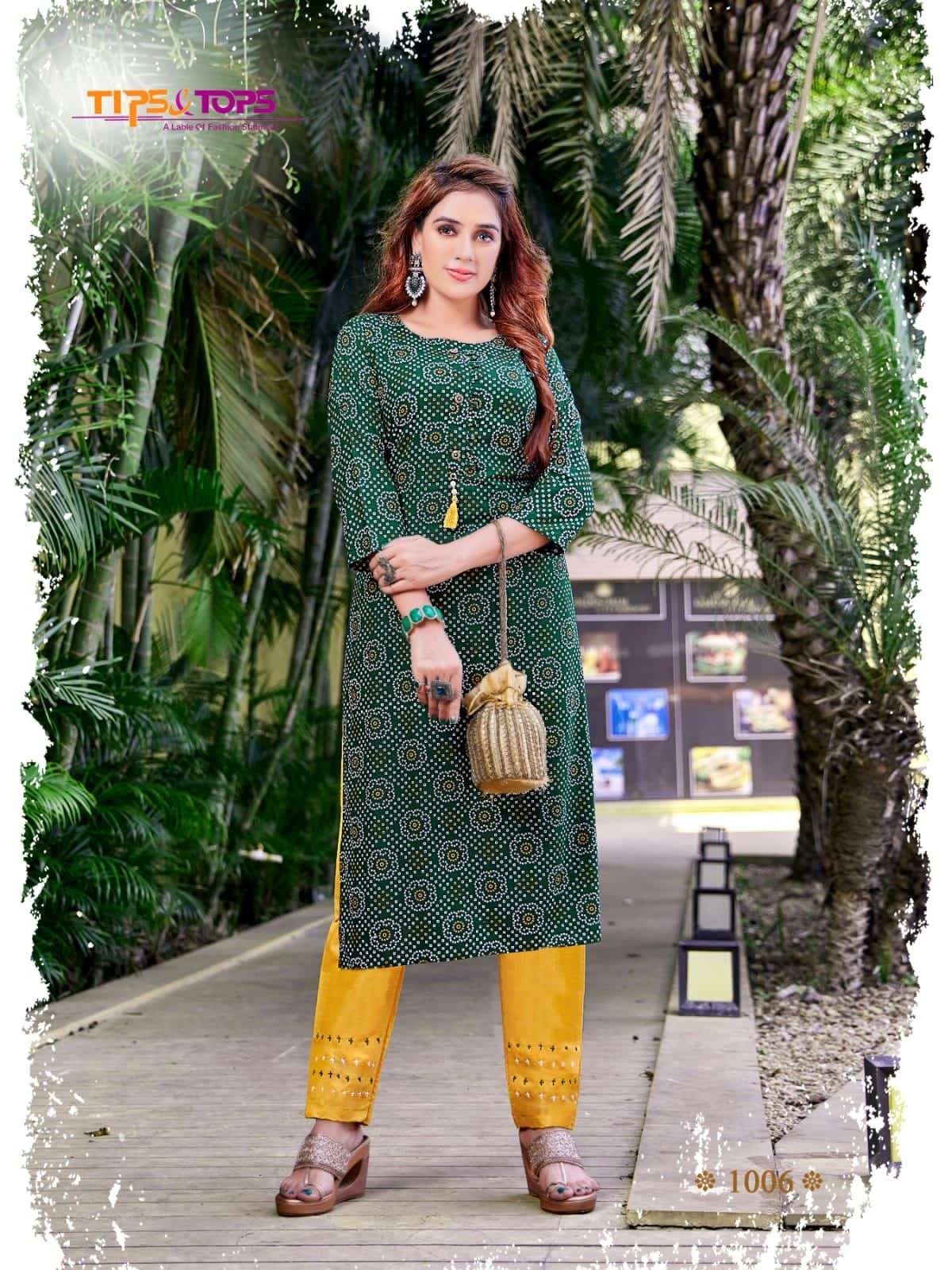 TIPS & TOPS PRESENT BANDHEJ VOL 3 READY TO DAILY WEAR RAYON WITH BANDHANI PRINTED KURTI PANT IN WHOLESALE PRICE IN SURAT - SAI DRESSES