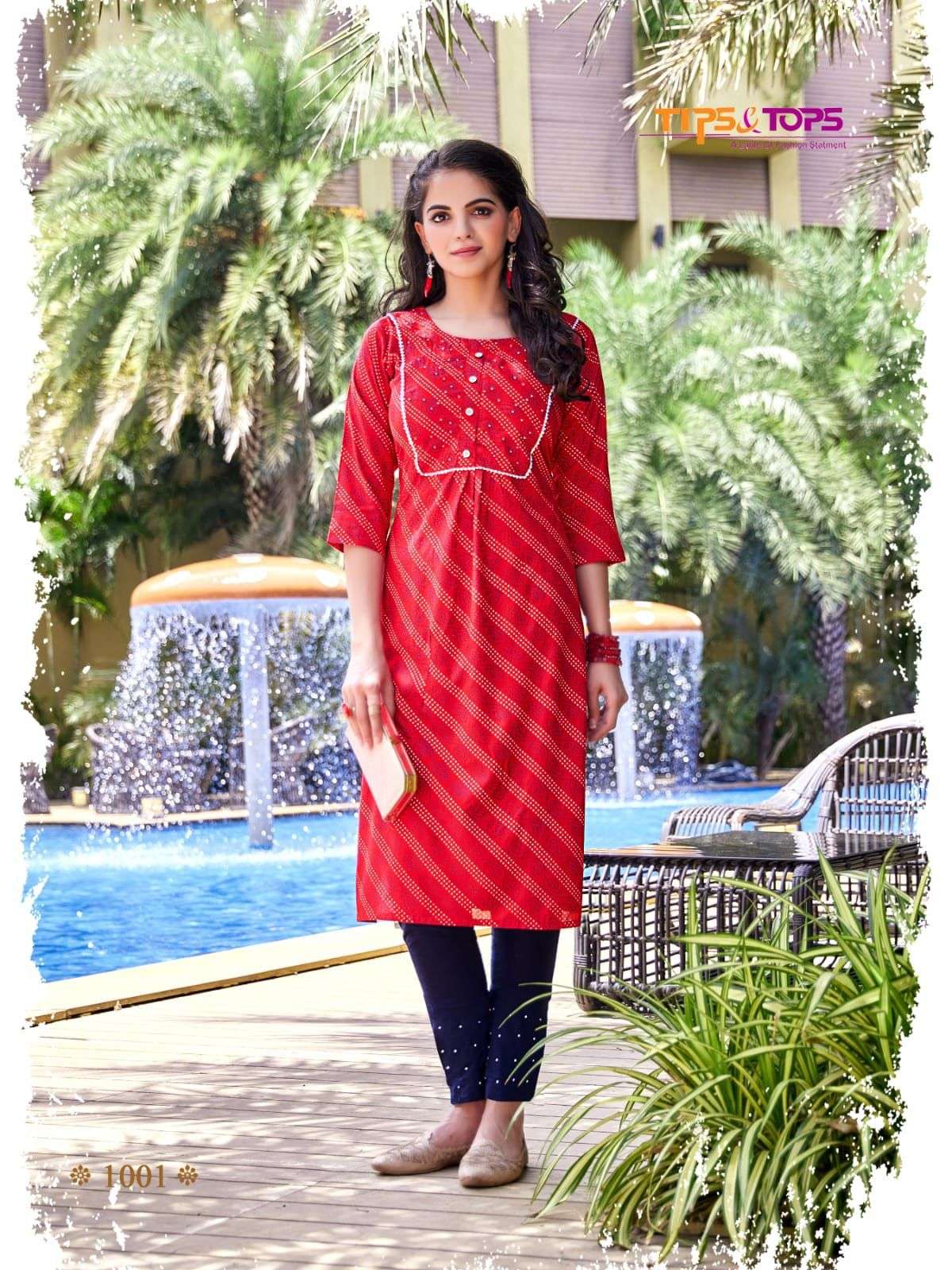 TIPS & TOPS PRESENT BANDHEJ VOL 3 READY TO DAILY WEAR RAYON WITH BANDHANI PRINTED KURTI PANT IN WHOLESALE PRICE IN SURAT - SAI DRESSES