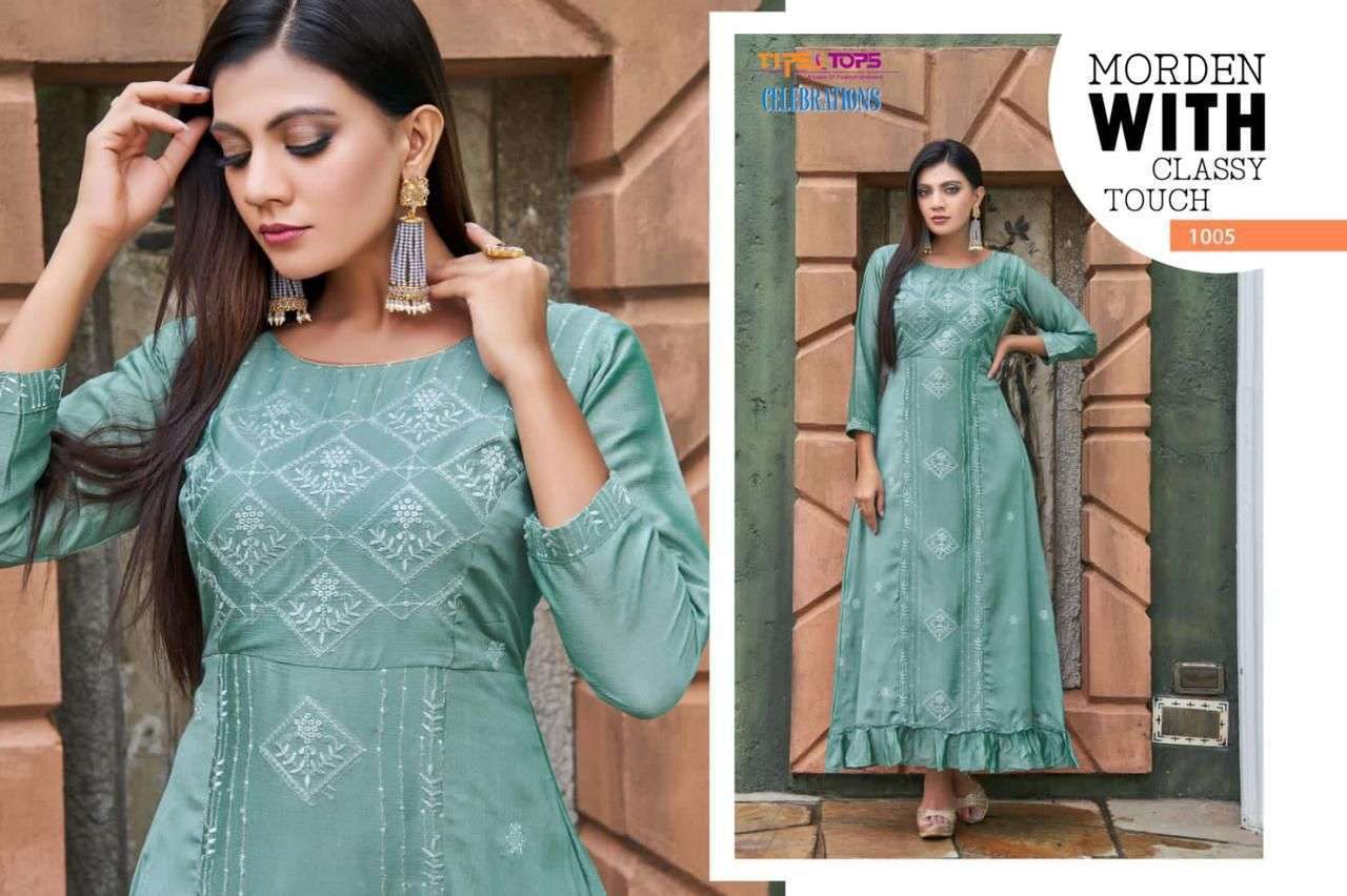 CREPE FABRICS KALAMKARI PRINTED FANCY GOWN STYLE KURTI COLLECTION AT BEST  RATE