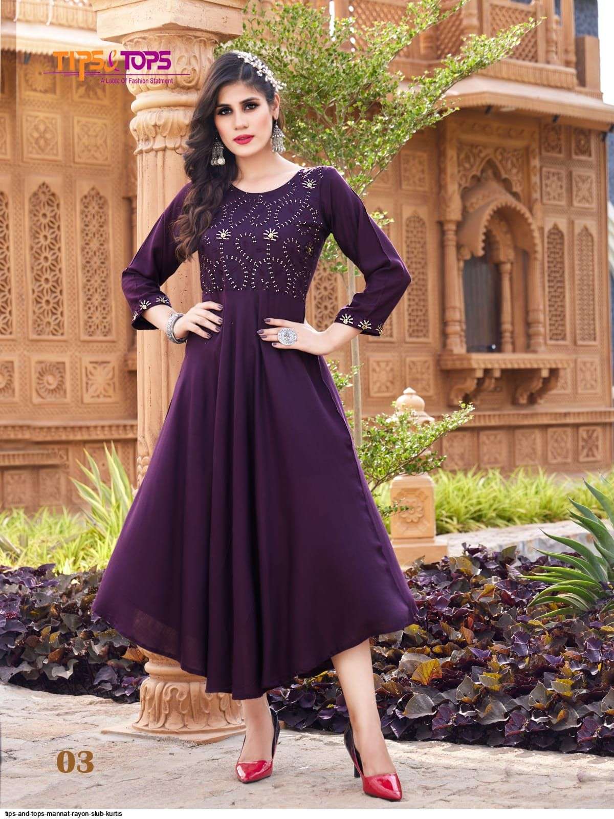 TIPS & TOPS PRESENT MANNAT RAYON SLUB DESIGNER KURTIS IN WHOLESALE PRICE IN SURAT - SAI DRESSES