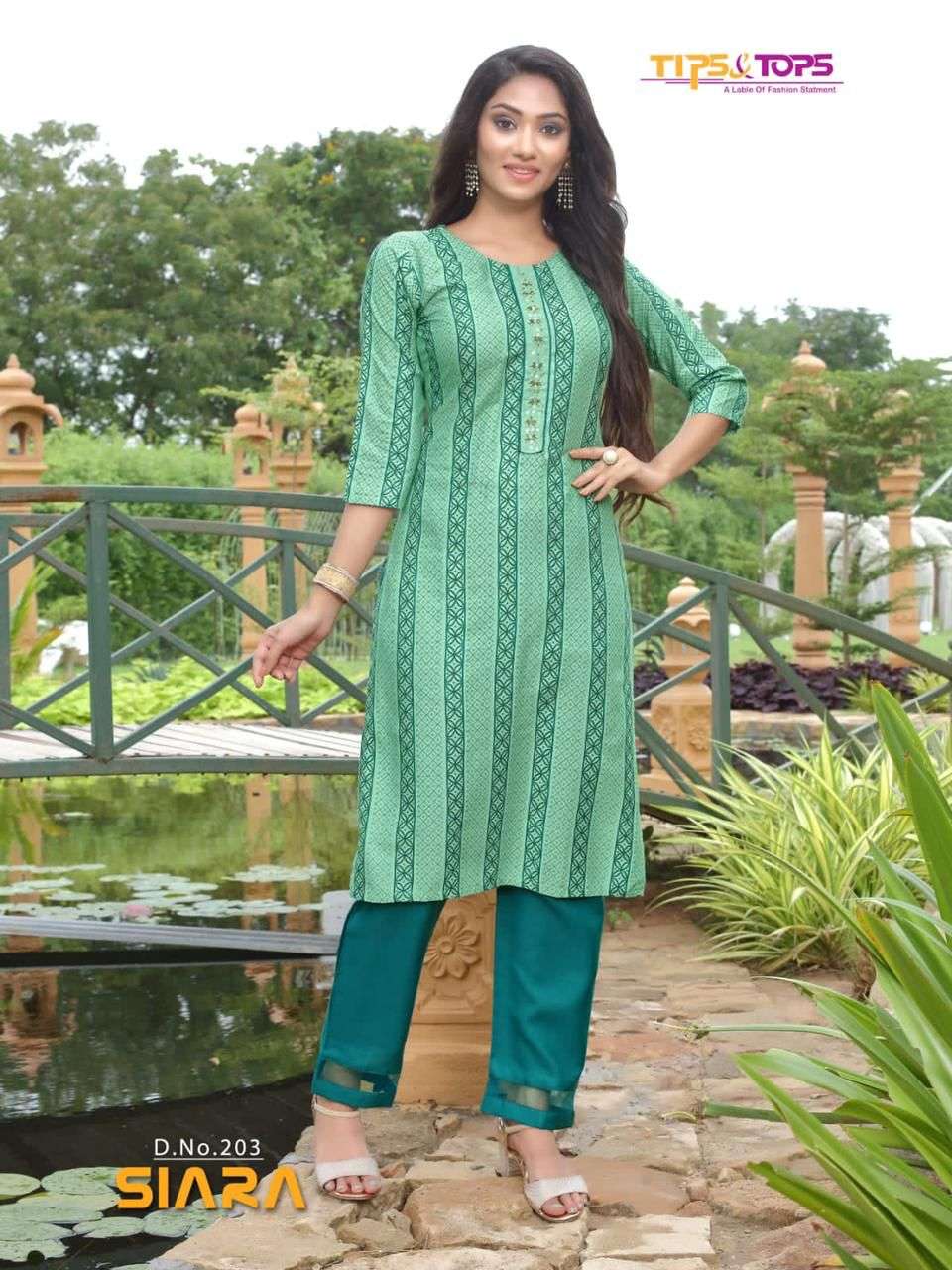 TIPS & TOPS PRESENT SIARA VOL 2 FULL STITCHED RAYON KURTI WITH PANT IN WHOLESALE PRICE IN SURAT - SAI DRESSES