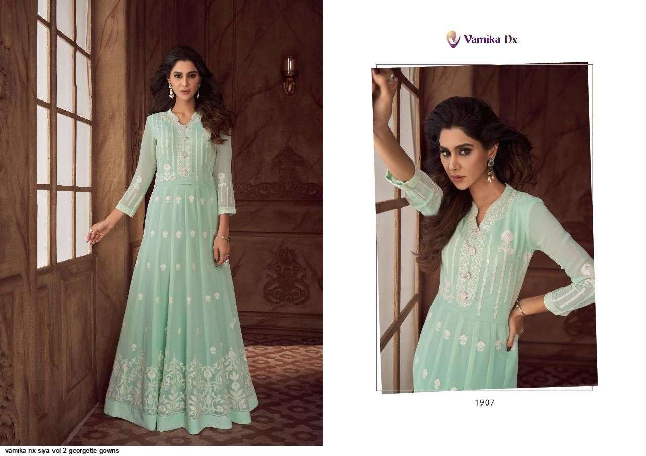 VAMIKA NX PRESENT SIYA VOL 2 READYMADE PURE GEORGETTE LONG DESIGNER GOWN COLLECTION IN WHOLESALE PRICE IN SURAT - SAI DRESSES