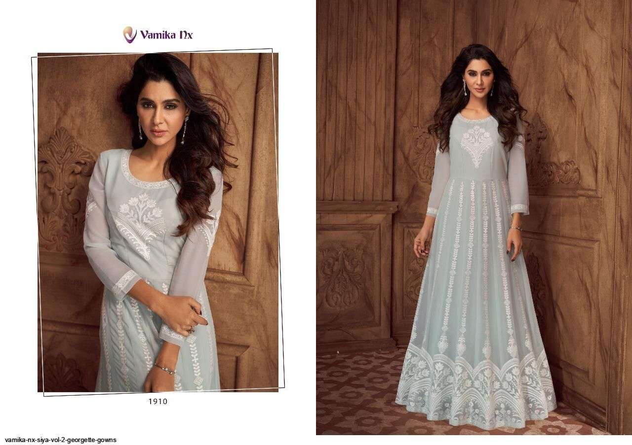 VAMIKA NX PRESENT SIYA VOL 2 READYMADE PURE GEORGETTE LONG DESIGNER GOWN COLLECTION IN WHOLESALE PRICE IN SURAT - SAI DRESSES