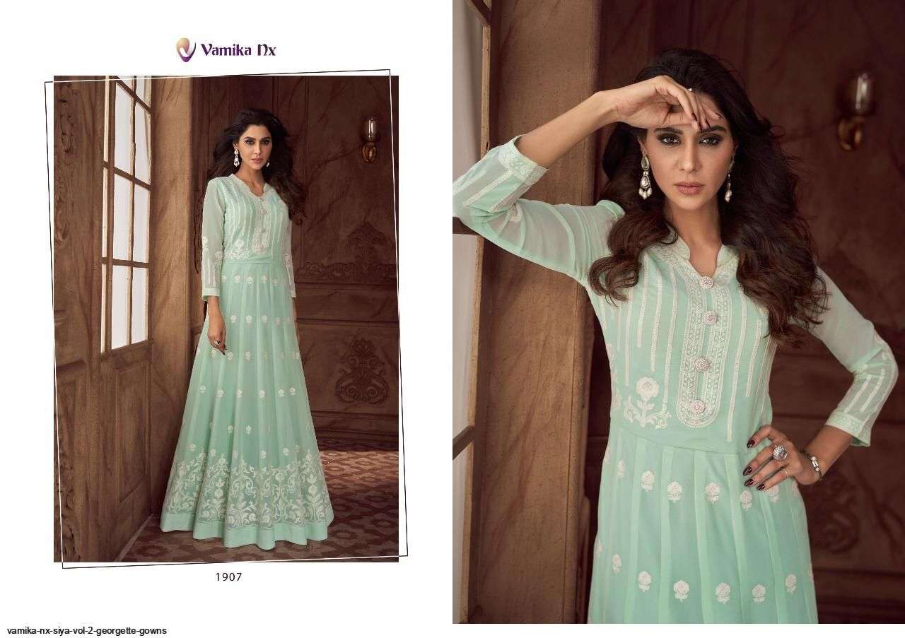 VAMIKA NX PRESENT SIYA VOL 2 READYMADE PURE GEORGETTE LONG DESIGNER GOWN COLLECTION IN WHOLESALE PRICE IN SURAT - SAI DRESSES