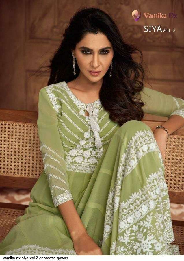 VAMIKA NX PRESENT SIYA VOL 2 READYMADE PURE GEORGETTE LONG DESIGNER GOWN COLLECTION IN WHOLESALE PRICE IN SURAT - SAI DRESSES