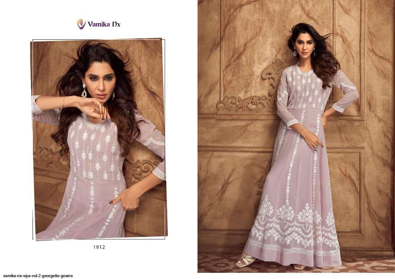 VAMIKA NX PRESENT SIYA VOL 2 READYMADE PURE GEORGETTE LONG DESIGNER GOWN COLLECTION IN WHOLESALE PRICE IN SURAT - SAI DRESSES