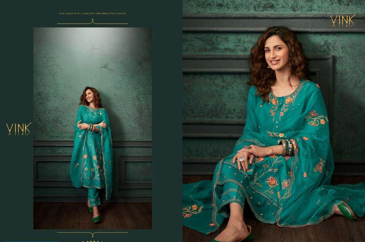 VINK PRESENT FESTIVE EDIT CHINON SILK HANDWORK READYMADE SALWAR SUITS IN WHOLESALE PRICE IN SURAT - SAI DRESSES