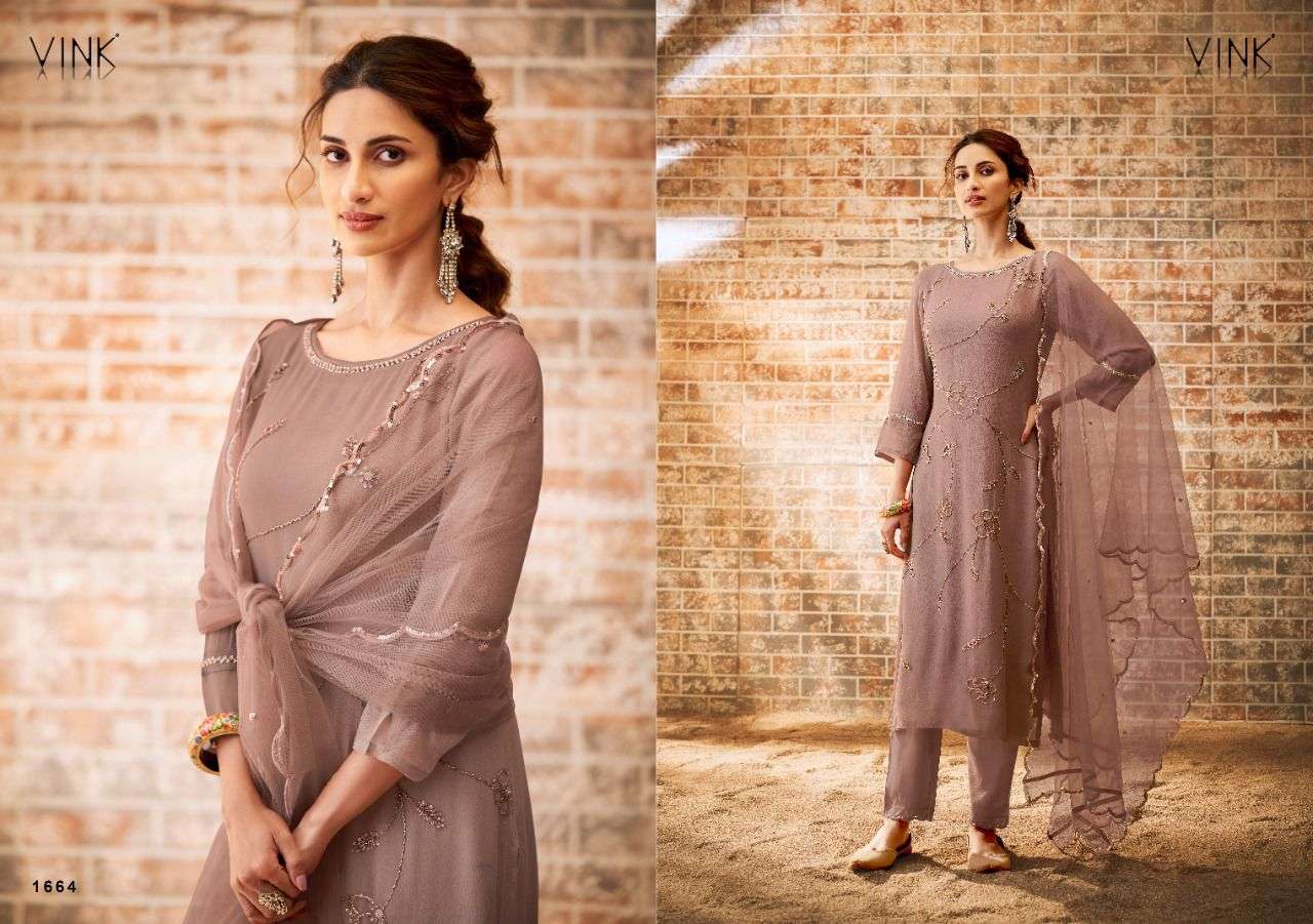VINK PRESENT ZIA READYMADE HEAVY GEORGETTE WITH HANDWORK PANT STYLE SUITS IN WHOLESALE PRICE IN SURAT - SAI DRESSES