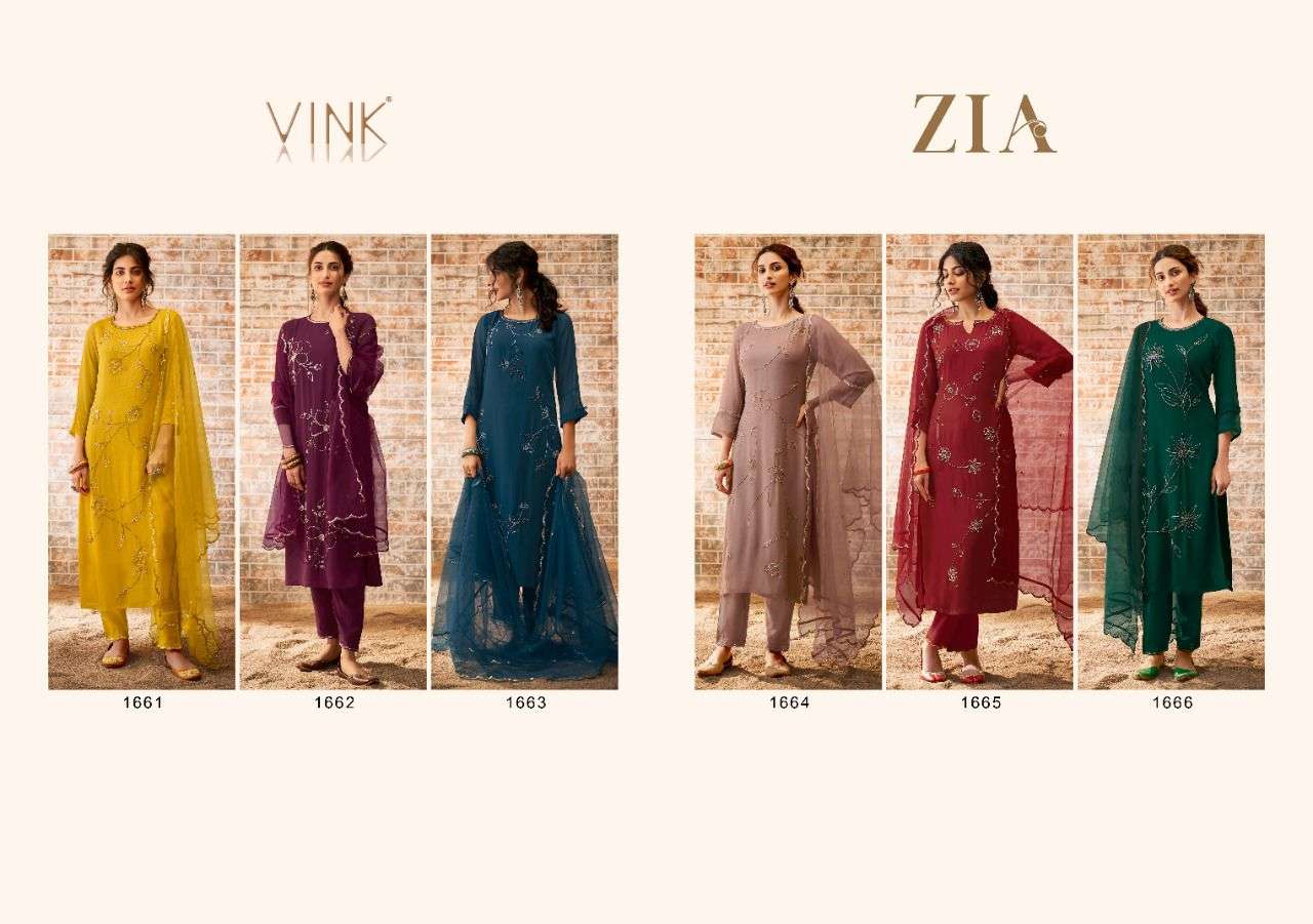 VINK PRESENT ZIA READYMADE HEAVY GEORGETTE WITH HANDWORK PANT STYLE SUITS IN WHOLESALE PRICE IN SURAT - SAI DRESSES