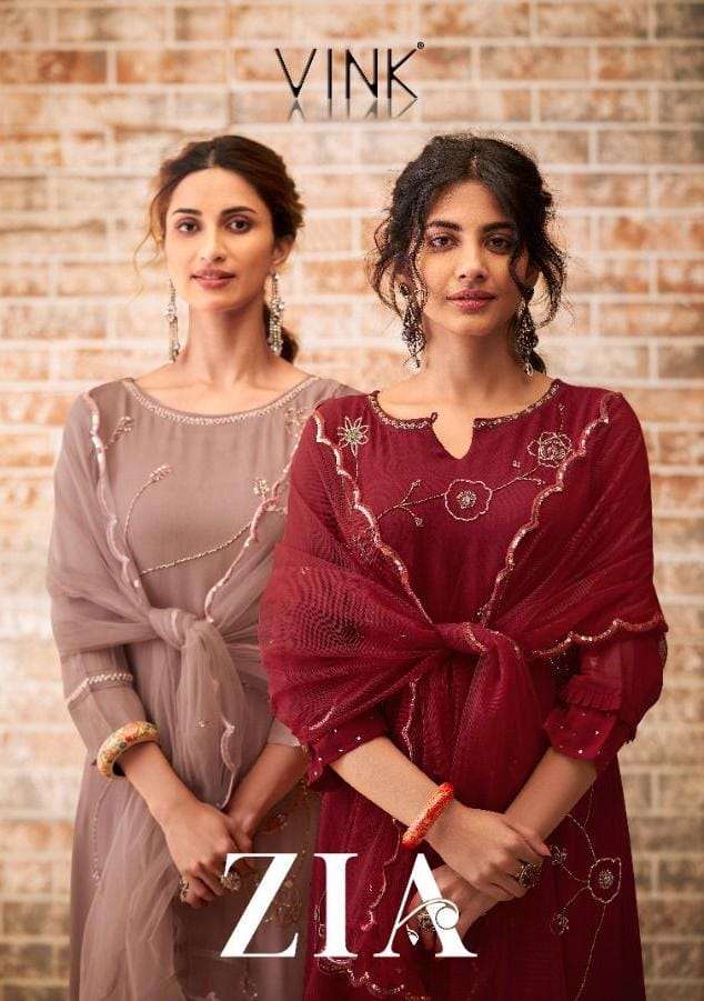 VINK PRESENT ZIA READYMADE HEAVY GEORGETTE WITH HANDWORK PANT STYLE SUITS IN WHOLESALE PRICE IN SURAT - SAI DRESSES