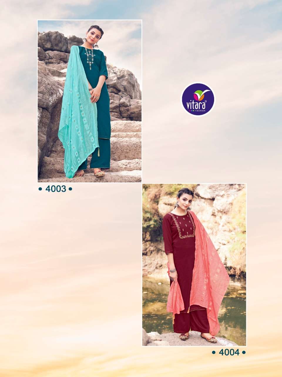 VITARA FASHION PRESENT ALEXA PRIMIUM READYMADE PLAZZO STYLE DESIGNER SUITS IN WHOLESALE PRICE IN SURAT - SAI DRESSES 