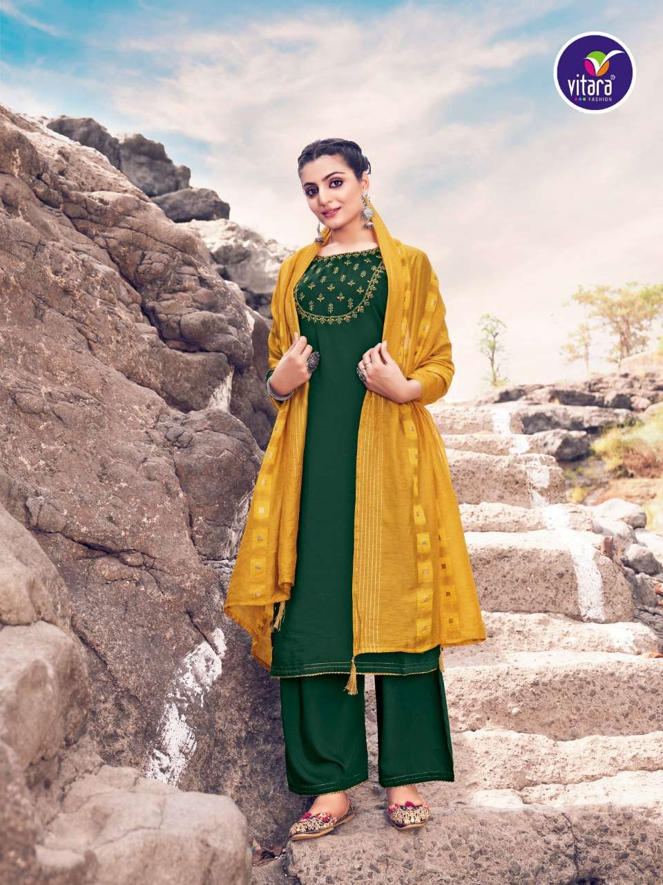 VITARA FASHION PRESENT ALEXA PRIMIUM READYMADE PLAZZO STYLE DESIGNER SUITS IN WHOLESALE PRICE IN SURAT - SAI DRESSES 