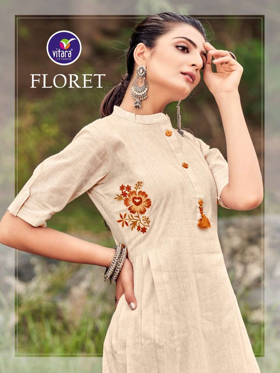 VITARA FASHION PRESENT FLORET EXCLUSIVE DESIGNER KURTIS IN WHOLESALE PRICE IN SURAT - SAI DRESSES