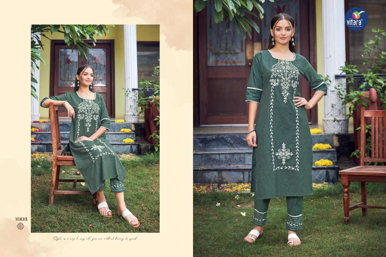 VITARA FASHION PRESENT SIGNATURE READY TO WEAR DESIGNER KURTI WITH PANT IN WHOLESALE PRICE IN SURAT - SAI DRESSES