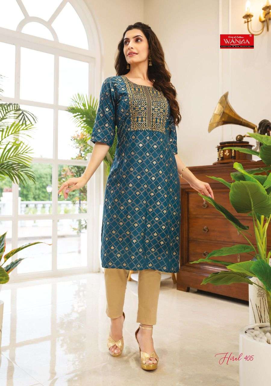 WANNA PRESENT HIRAL VOL 4 RAYON PRINT WITH EMBROIDERED DESIGNER KURTI IN WHOLESALE PRICE IN SURAT - SAI DRESSES