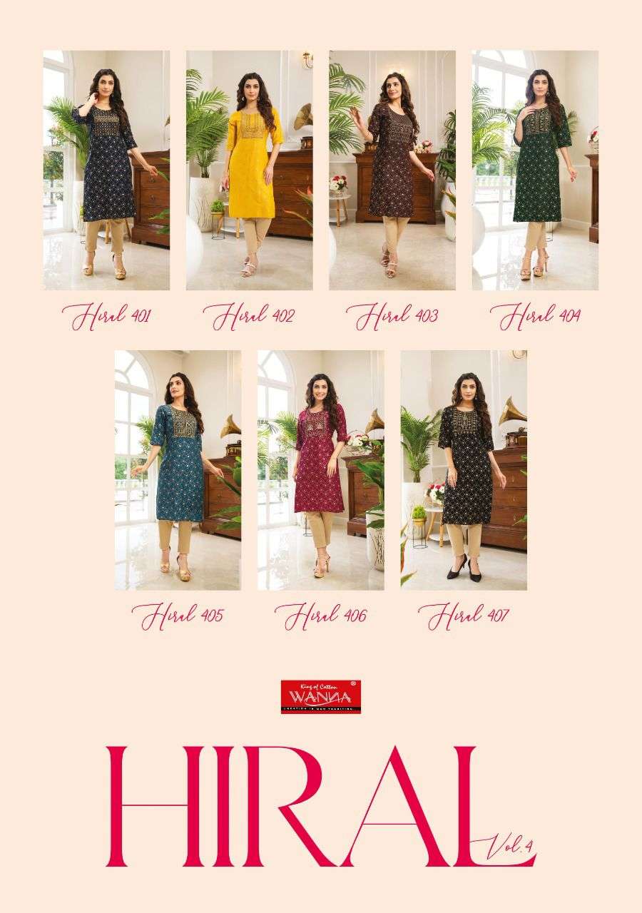 WANNA PRESENT HIRAL VOL 4 RAYON PRINT WITH EMBROIDERED DESIGNER KURTI IN WHOLESALE PRICE IN SURAT - SAI DRESSES
