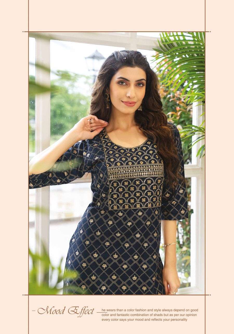 WANNA PRESENT HIRAL VOL 4 RAYON PRINT WITH EMBROIDERED DESIGNER KURTI IN WHOLESALE PRICE IN SURAT - SAI DRESSES