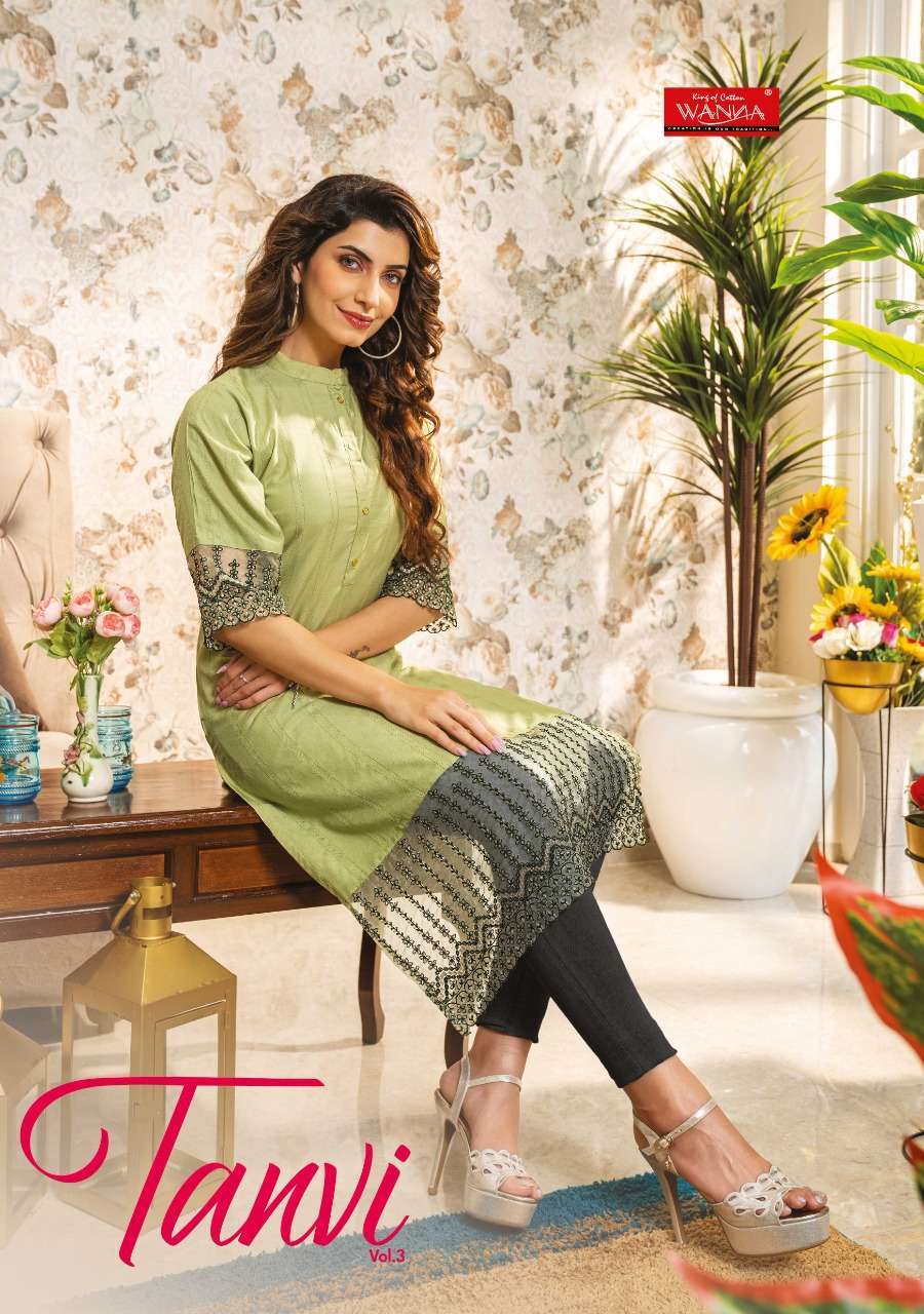 WANNA PRESENT TANVI VOL 3 RAYON FANCY DESIGNER KURTIS IN WHOLESALE PRICE IN SURAT - SAI DRESSES