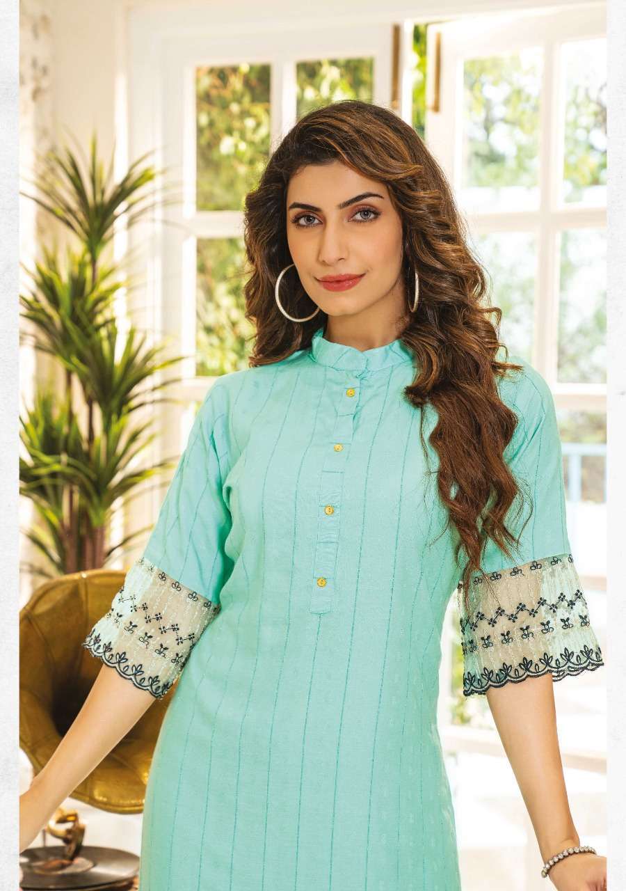 WANNA PRESENT TANVI VOL 3 RAYON FANCY DESIGNER KURTIS IN WHOLESALE PRICE IN SURAT - SAI DRESSES
