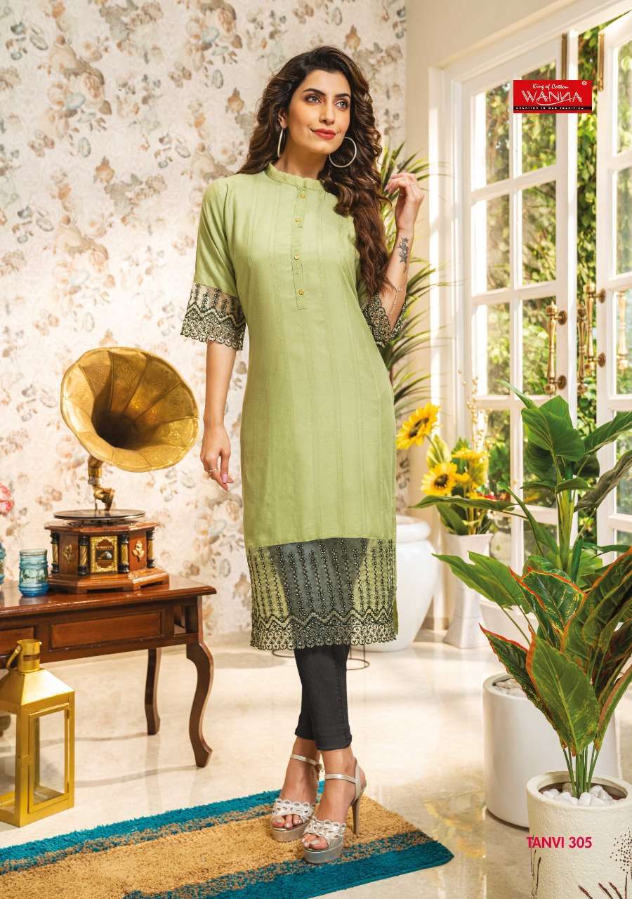 WANNA PRESENT TANVI VOL 3 RAYON FANCY DESIGNER KURTIS IN WHOLESALE PRICE IN SURAT - SAI DRESSES
