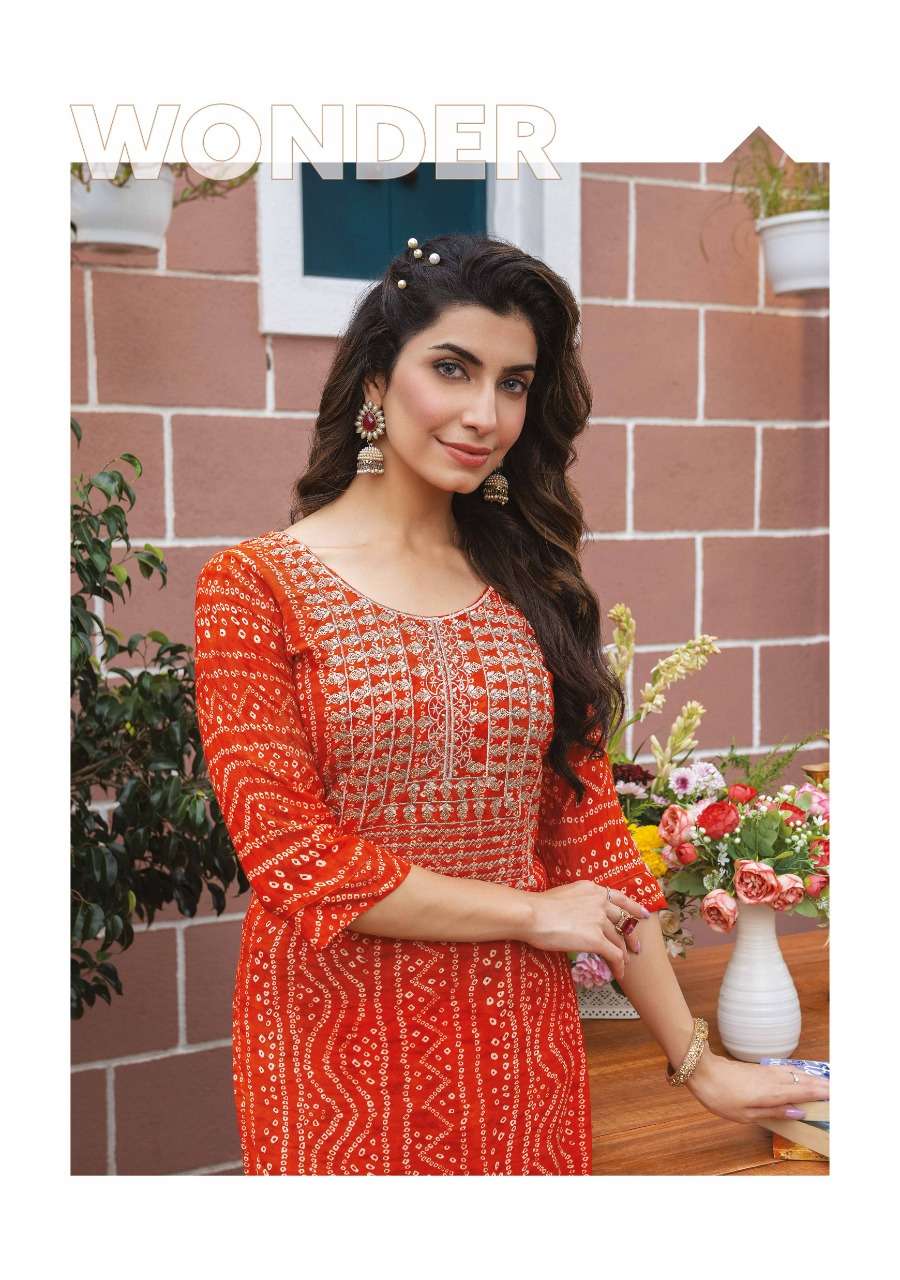 WANNA PRESENT VAANI VOL 2 FESTIVE WEAR BANDHANI PRINT RAYON DESIGNER KURTIS IN WHOLESALE PRICE IN SURAT - SAI DRESSES