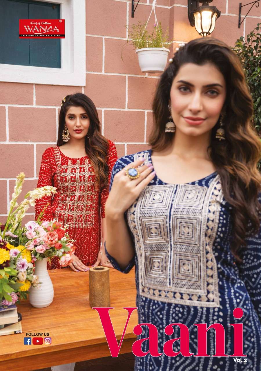 WANNA PRESENT VAANI VOL 2 FESTIVE WEAR BANDHANI PRINT RAYON DESIGNER KURTIS IN WHOLESALE PRICE IN SURAT - SAI DRESSES