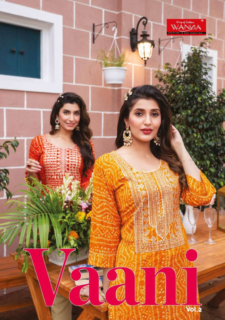 WANNA PRESENT VAANI VOL 2 FESTIVE WEAR BANDHANI PRINT RAYON DESIGNER KURTIS IN WHOLESALE PRICE IN SURAT - SAI DRESSES