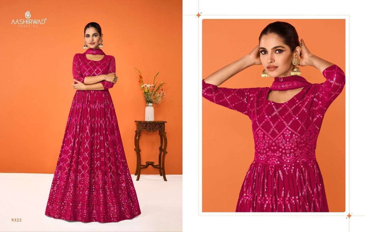 AASHIRWAD CREATION PRESENT IMARA READYMADE GOWN STYLE DESIGNER SUITS IN WHOLESALE RATE IN SURAT - SAI DRESSES