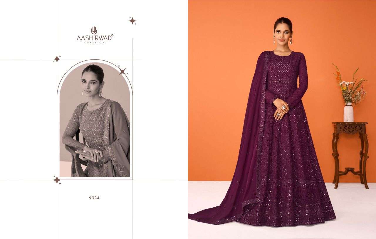 AASHIRWAD CREATION PRESENT IMARA READYMADE GOWN STYLE DESIGNER SUITS IN WHOLESALE RATE IN SURAT - SAI DRESSES