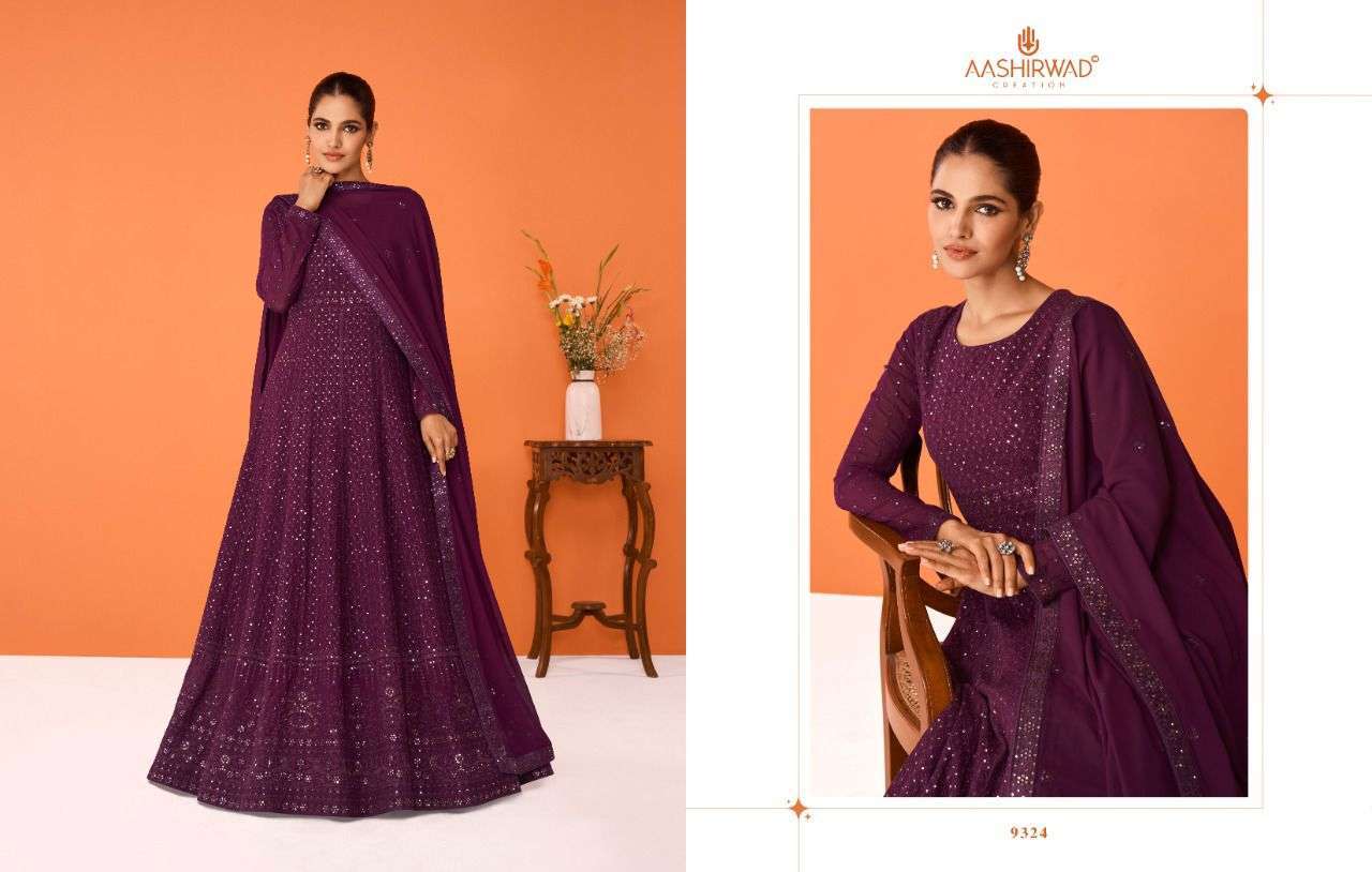 AASHIRWAD CREATION PRESENT IMARA READYMADE GOWN STYLE DESIGNER SUITS IN WHOLESALE RATE IN SURAT - SAI DRESSES
