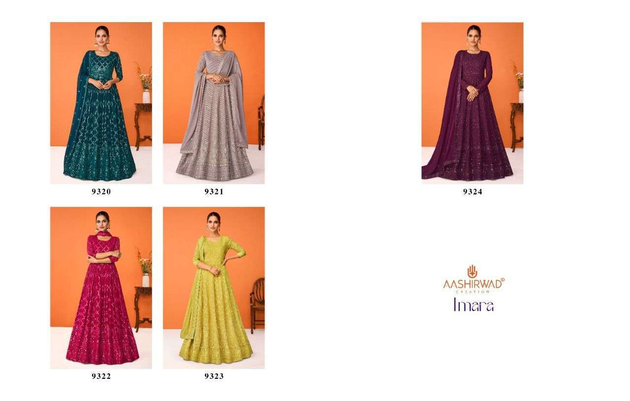 AASHIRWAD CREATION PRESENT IMARA READYMADE GOWN STYLE DESIGNER SUITS IN WHOLESALE RATE IN SURAT - SAI DRESSES