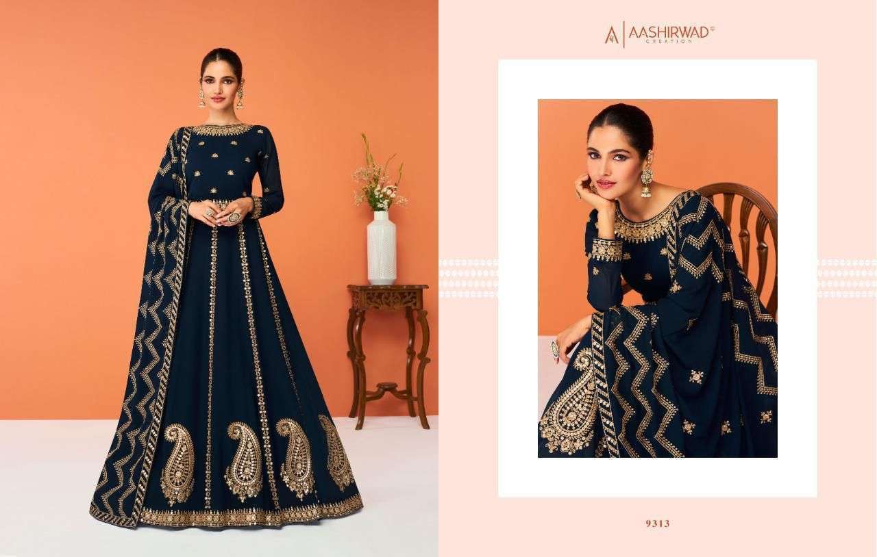 AASHIRWAD CREATION PRESENT JASLEEN READYMADE GOWN STYLE DESIGNER SUITS IN WHOLESALE RATE IN SURAT - SAI DRESSES 