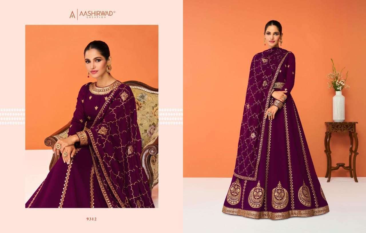 AASHIRWAD CREATION PRESENT JASLEEN READYMADE GOWN STYLE DESIGNER SUITS IN WHOLESALE RATE IN SURAT - SAI DRESSES 