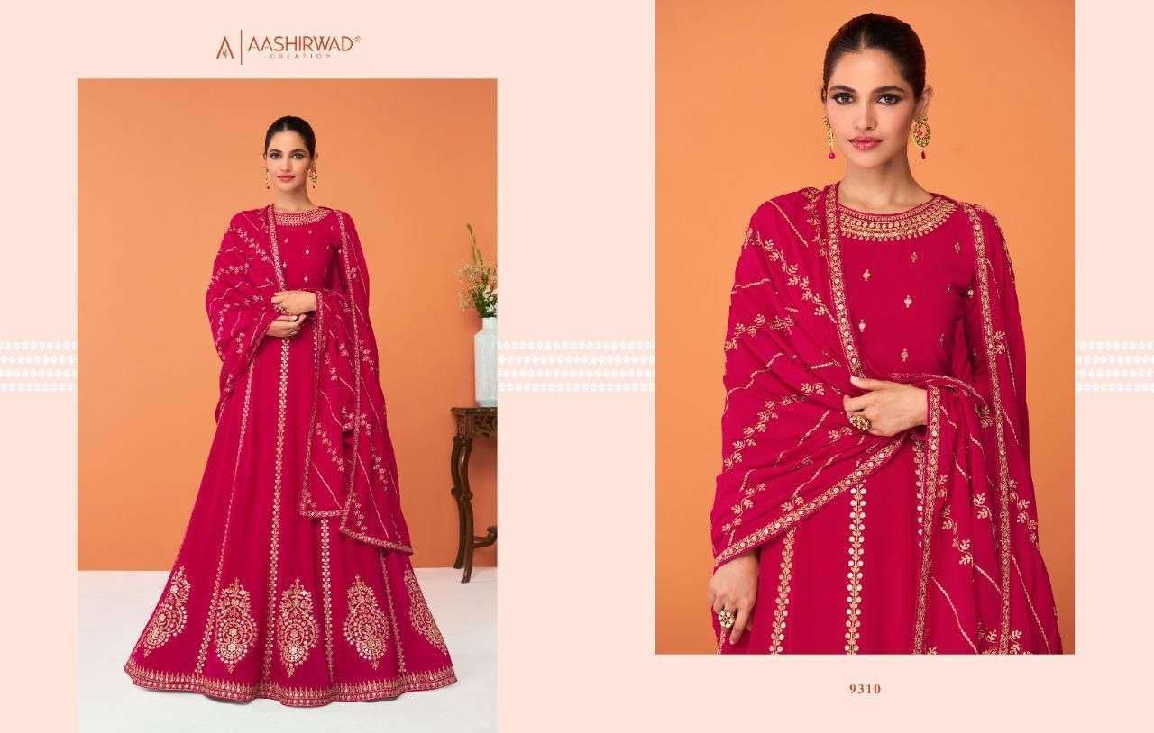 AASHIRWAD CREATION PRESENT JASLEEN READYMADE GOWN STYLE DESIGNER SUITS IN WHOLESALE RATE IN SURAT - SAI DRESSES 