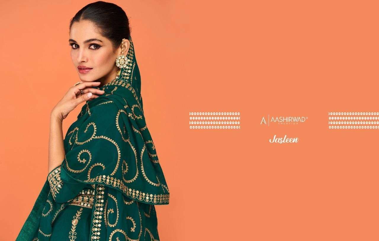 AASHIRWAD CREATION PRESENT JASLEEN READYMADE GOWN STYLE DESIGNER SUITS IN WHOLESALE RATE IN SURAT - SAI DRESSES 