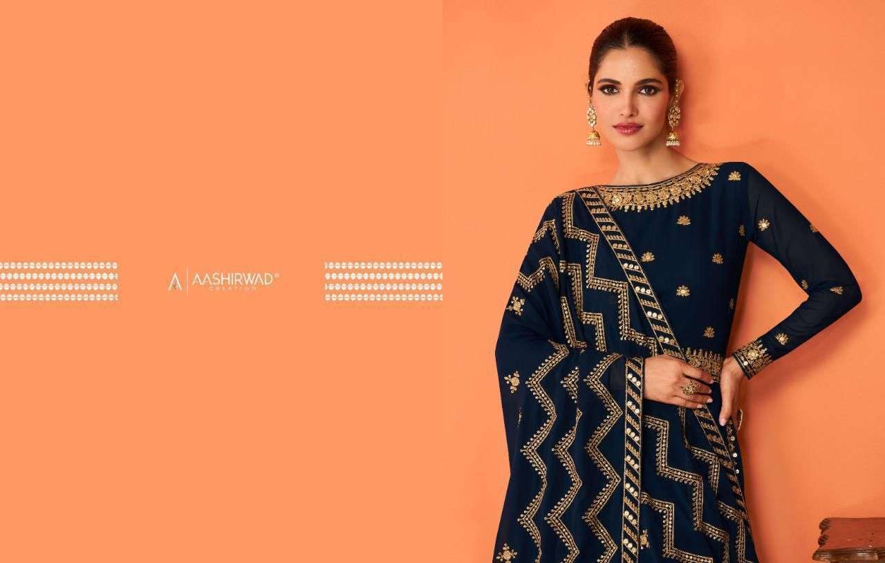 AASHIRWAD CREATION PRESENT JASLEEN READYMADE GOWN STYLE DESIGNER SUITS IN WHOLESALE RATE IN SURAT - SAI DRESSES 