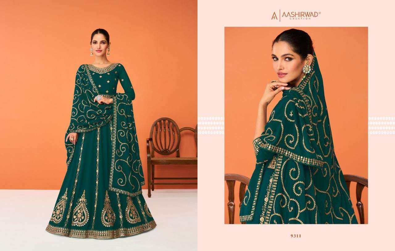 AASHIRWAD CREATION PRESENT JASLEEN READYMADE GOWN STYLE DESIGNER SUITS IN WHOLESALE RATE IN SURAT - SAI DRESSES 