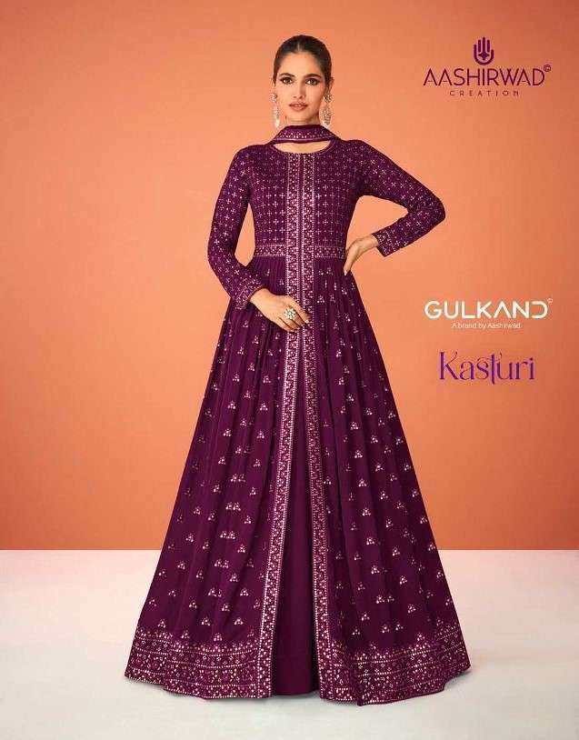 AASHIRWAD CREATION PRESENT KASTURI READYMADE PARTY WEAR DESIGNER SUITS IN WHOLESALE RATE IN SURAT - SAI DRESSES