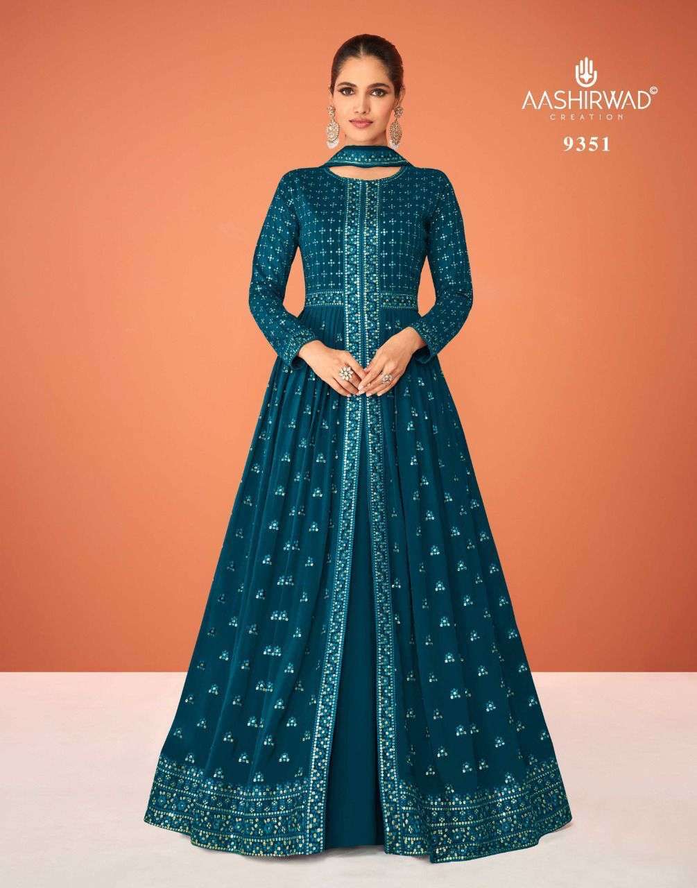 AASHIRWAD CREATION PRESENT KASTURI READYMADE PARTY WEAR DESIGNER SUITS IN WHOLESALE RATE IN SURAT - SAI DRESSES