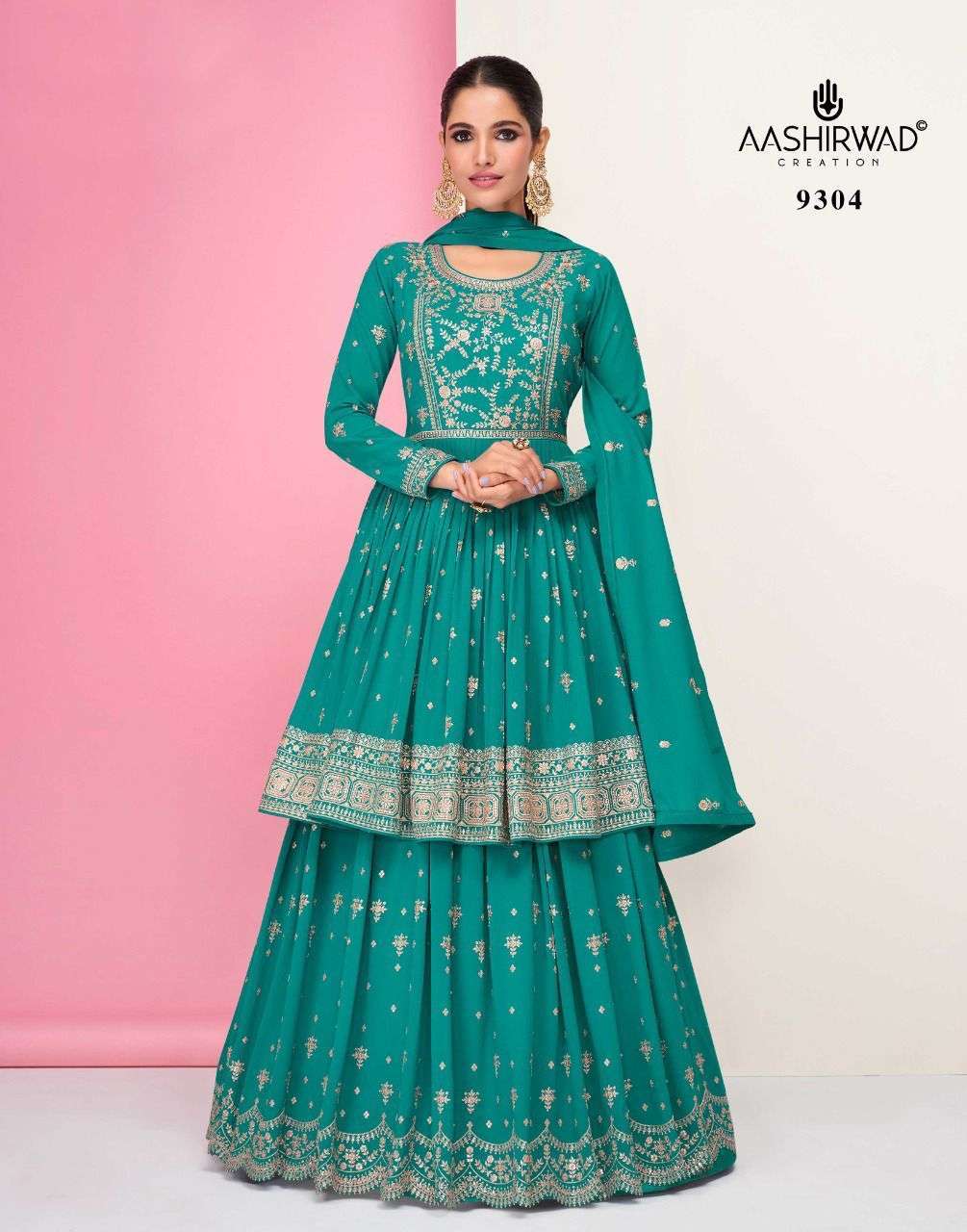 AASHIRWAD CREATION PRESENT PARI FESTIVE WEAR READYMADE SKIRT STYLE DESIGNER SUITS IN WHOLESALE PRICE IN SURAT - SAI DRESSES