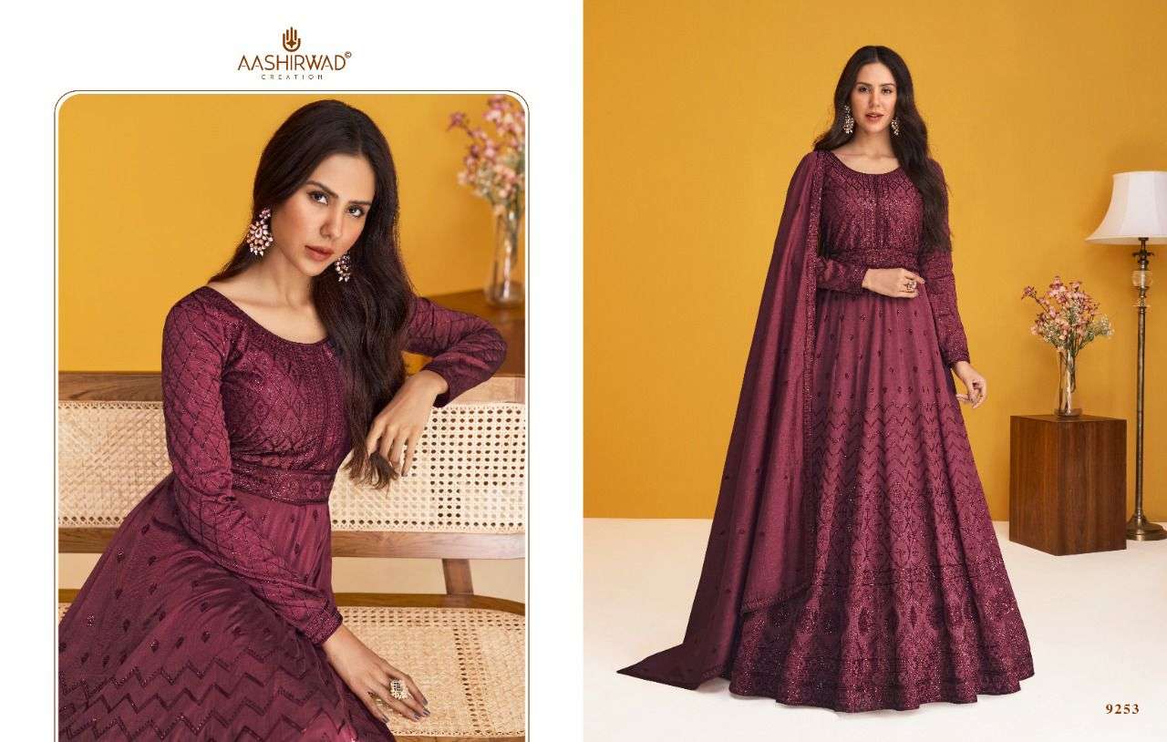 AASHIRWAD CREATION PRESENT ROOP READYMADE PARTY WEAR DESIGNER SUITS IN WHOLESALE PRICE IN SURAT - SAI DRESSES