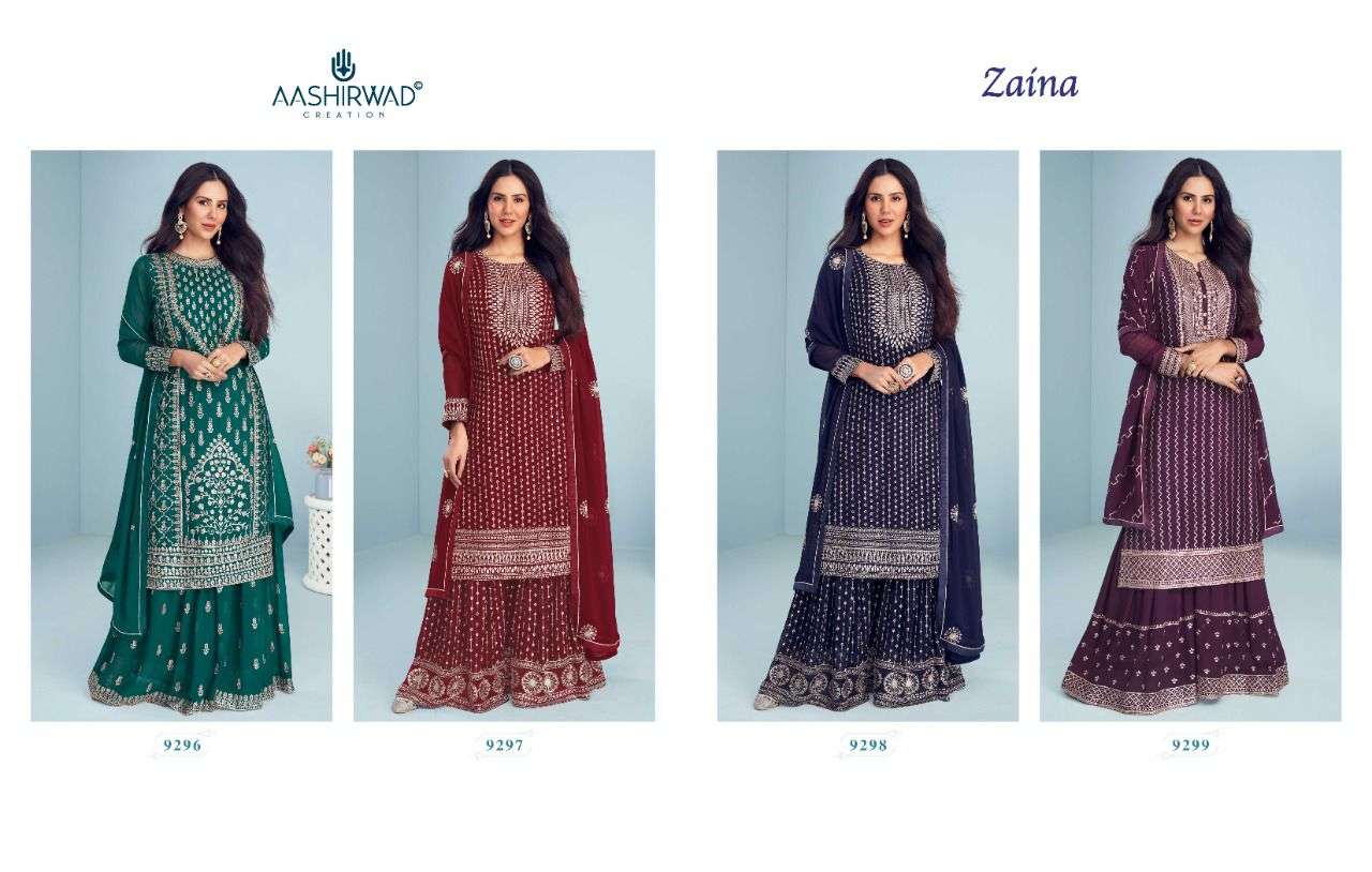 AASHIRWAD CREATION PRESENT ZAINA FESTIVE WEAR READYMADE DESIGNER SUITS IN WHOLESALE PRICE IN SURAT - SAI DRESSES