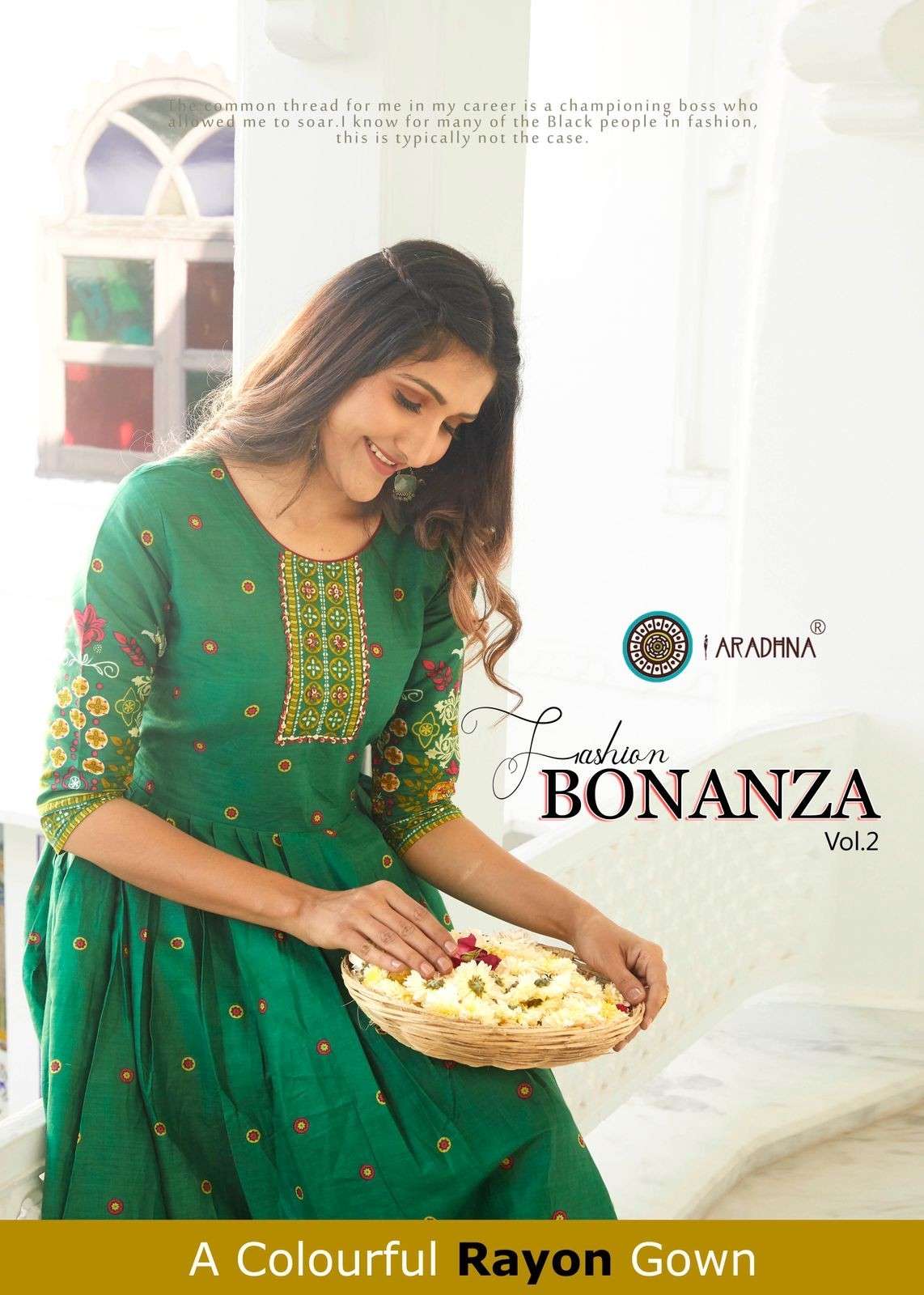 ARADHNA PRESENT BONANZA VOL 2 RAYON GOWN STYLE LONG KURTIS IN WHOLESALE RATE IN SURAT - SAI DRESSES