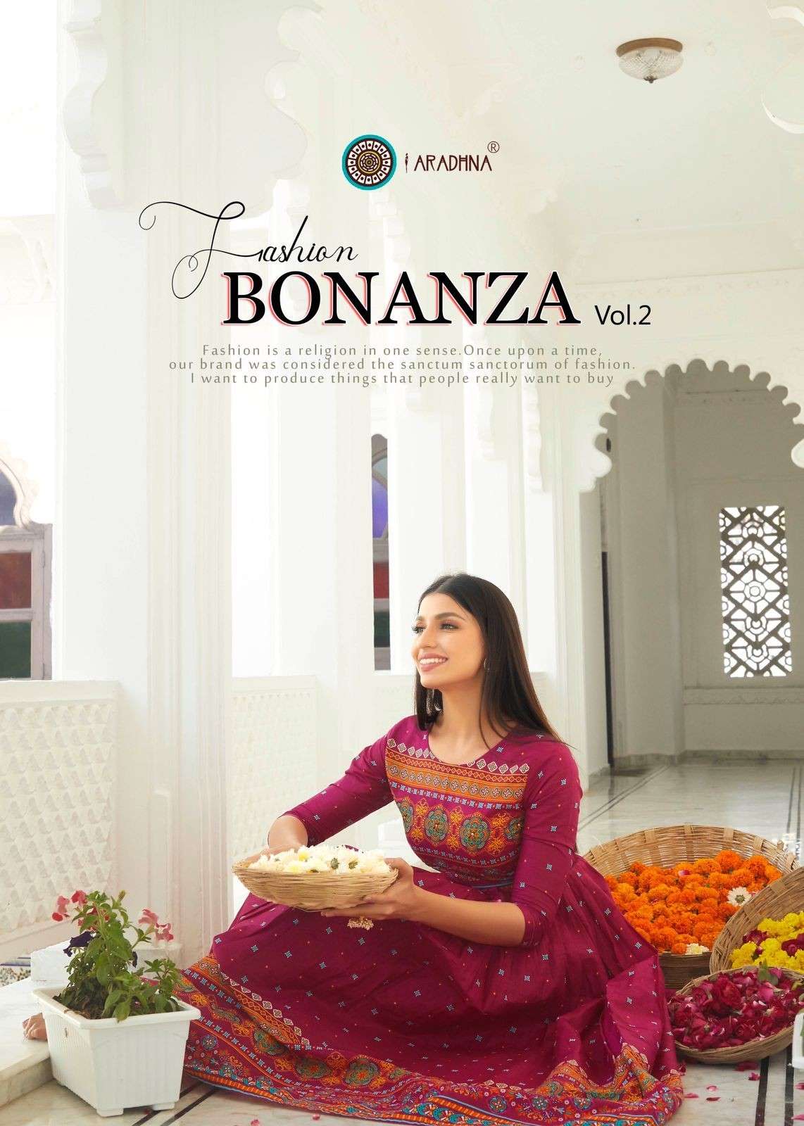 ARADHNA PRESENT BONANZA VOL 2 RAYON GOWN STYLE LONG KURTIS IN WHOLESALE RATE IN SURAT - SAI DRESSES