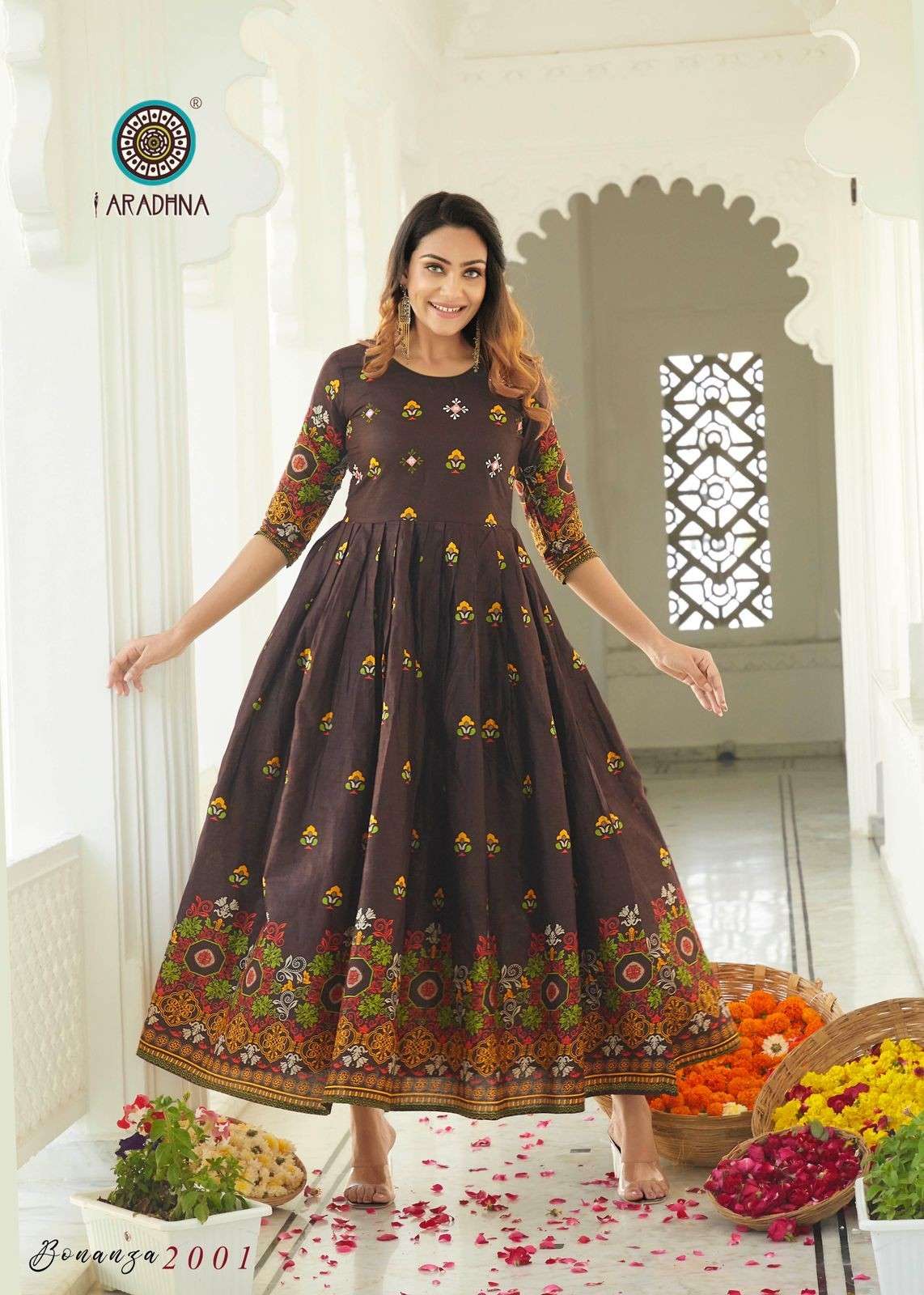 ARADHNA PRESENT BONANZA VOL 2 RAYON GOWN STYLE LONG KURTIS IN WHOLESALE RATE IN SURAT - SAI DRESSES