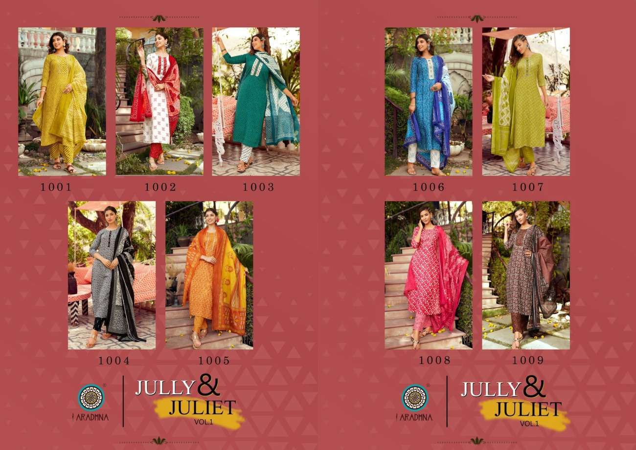 ARADHNA PRESENT JULLY & JULIET VOL 1 READY TO CASUAL WEAR DESIGNER KURTI PANT WITH DUPATTA COLLECTION IN WHOLESALE RATE IN SURAT - SAI DRESSES