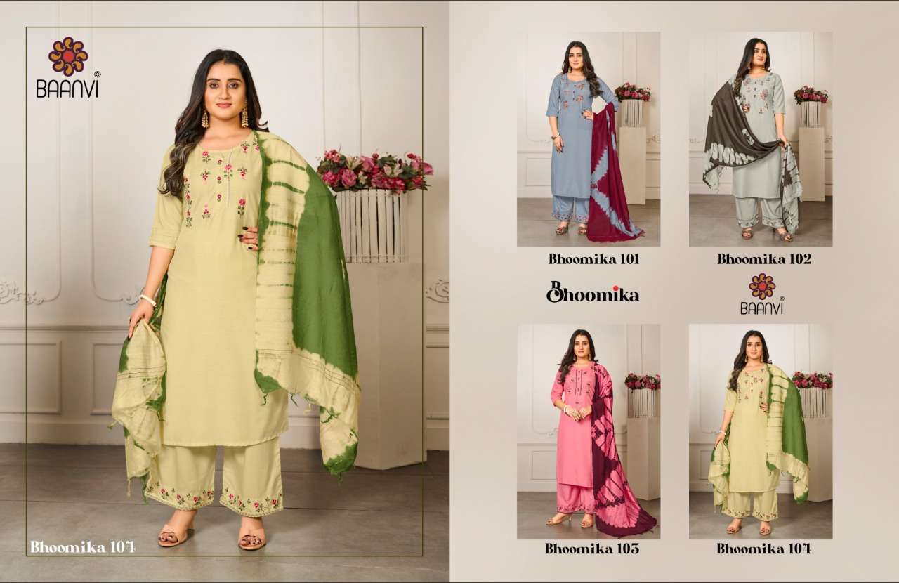 BAANVI PRESENT BHOOMIKA READY TO WEAR PLAZZO STYLE DESIGNER SUITS IN WHOLESALE RATE IN SURAT - SAI DRESSES