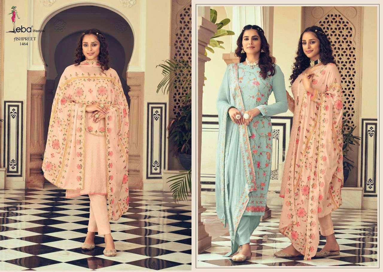  EBA LIFESTYLE PRESENT ASHPREET VOL 6 SEMI STITCHED HEAVY EMBROIDERED DESIGNER SALWAR SUITS IN WHOLESALE RATE IN SURAT - SAI DRESSES