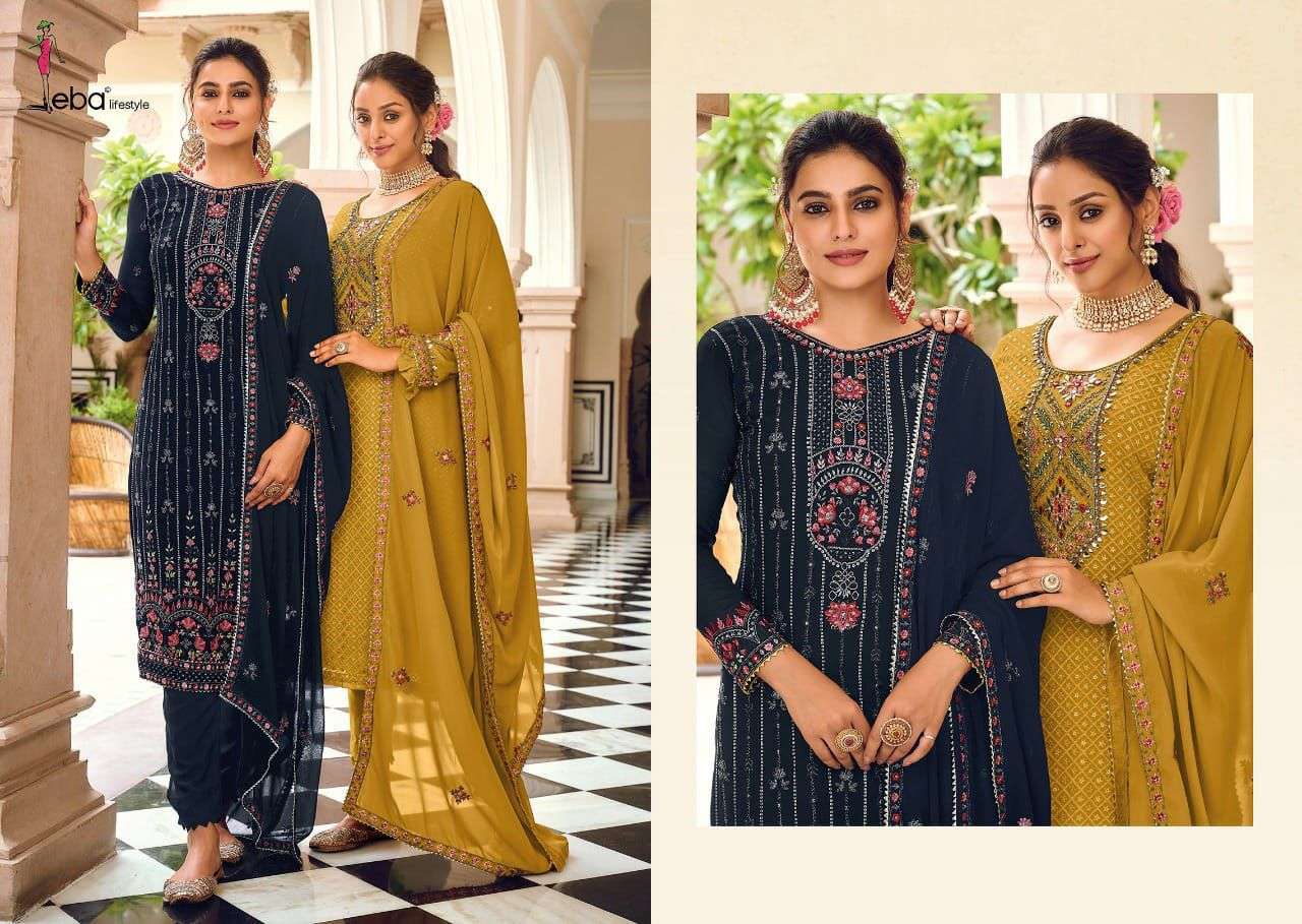 EBA LIFESTYLE PRESENT ASHPREET VOL 7 SEMI STITCHED HEAVY EMBROIDERED DESIGNER SALWAR SUITS IN WHOLESALE RATE IN SURAT - SAI DRESSES